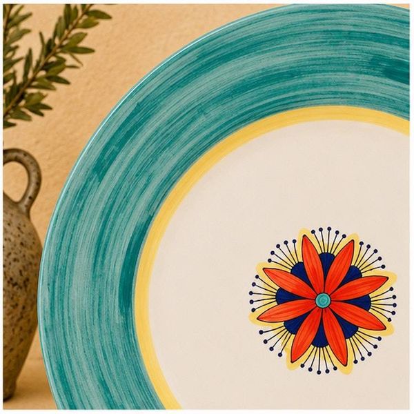 Alternate image for Intreccio Teal Dinner Plate | Hand-Painted Italian Dinner Plate from Deruta