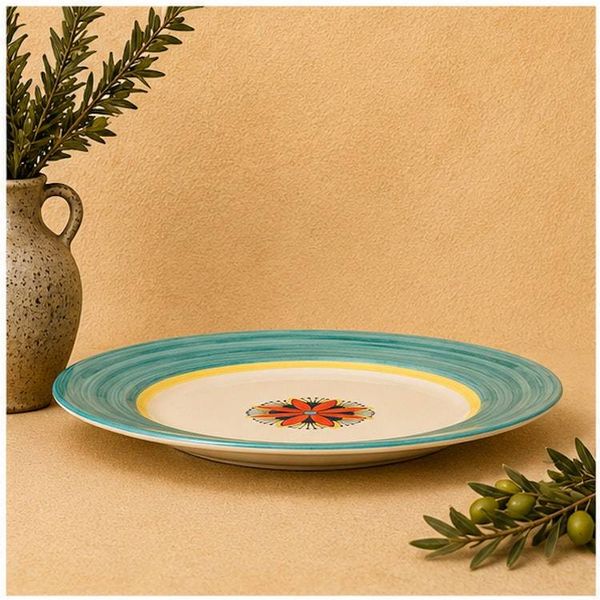 Alternate image for Intreccio Teal Dinner Plate | Hand-Painted Italian Dinner Plate from Deruta