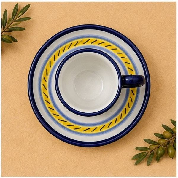 Alternate image for Stratificata Espresso Cup & Saucer | Hand-Painted Italian Espresso Set from Deruta
