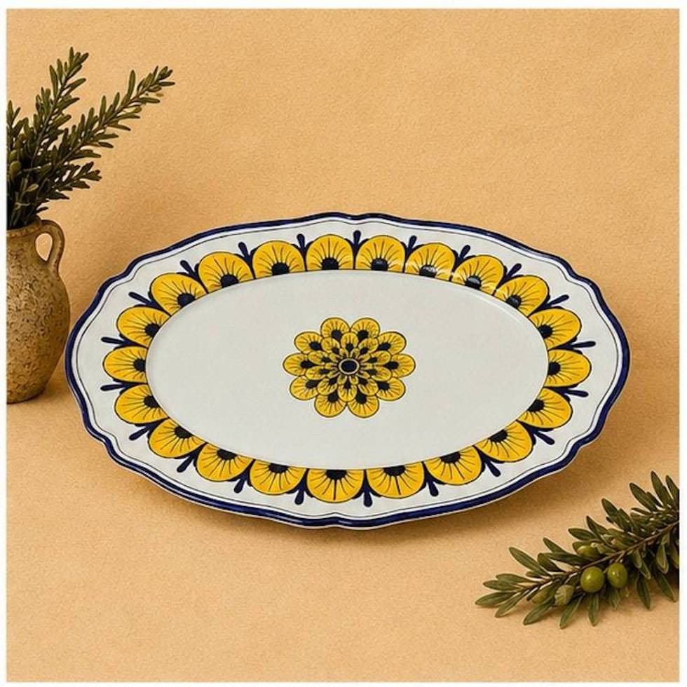 Stratificata Oval Platter | Hand-Painted Italian Serving Platter from Deruta