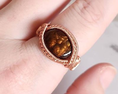 Alternate image for Fire Agate Copper Wire Wrapped Ring