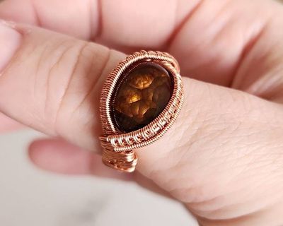 Alternate image for Fire Agate Copper Wire Wrapped Ring