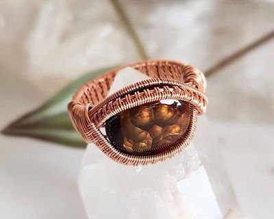 Alternate image for Fire Agate Copper Wire Wrapped Ring