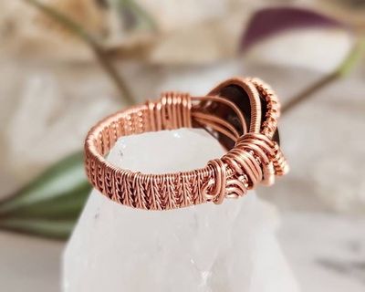 Alternate image for Fire Agate Copper Wire Wrapped Ring