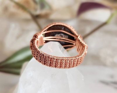 Alternate image for Fire Agate Copper Wire Wrapped Ring