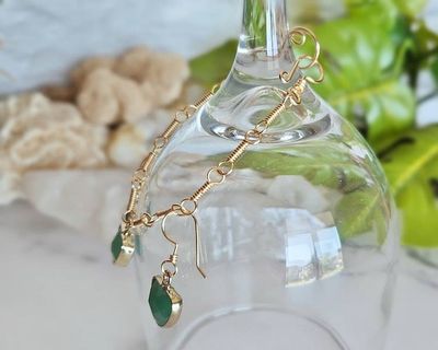 Alternate image for Aventurine Gold-Colored Sterling Silver Jewelry Set