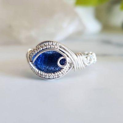 Alternate image for Sterling Silver Blue Eye Wire Wrapped Ring