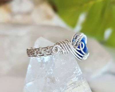 Alternate image for Sterling Silver Blue Eye Wire Wrapped Ring