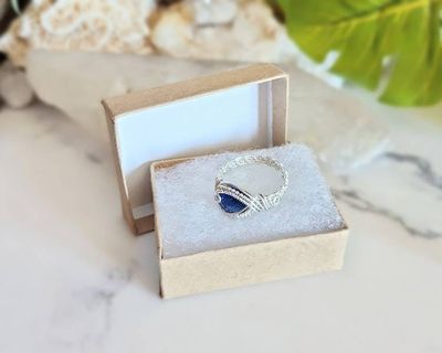 Alternate image for Sterling Silver Blue Eye Wire Wrapped Ring