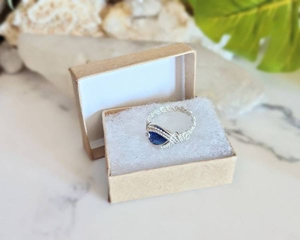 Alternate image for Sterling Silver Blue Eye Wire Wrapped Ring