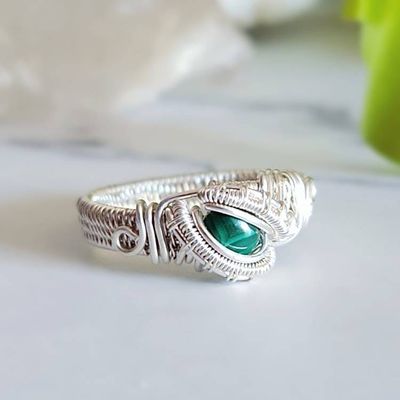 Alternate image for Malachite Sterling Silver Wire Wrapped Ring