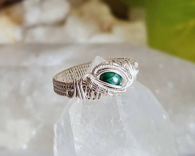 Alternate image for Malachite Sterling Silver Wire Wrapped Ring