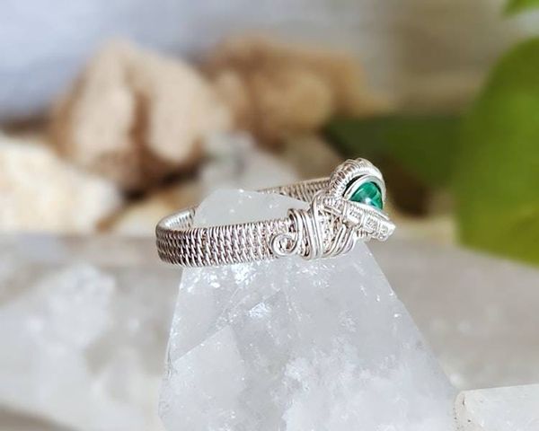 Alternate image for Malachite Sterling Silver Wire Wrapped Ring
