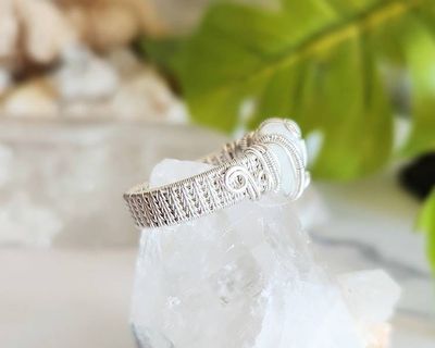 Alternate image for Rainbow Moonstone Sterling Silver Wire Wrapped Ring