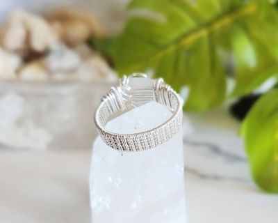 Alternate image for Rainbow Moonstone Sterling Silver Wire Wrapped Ring