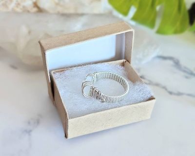 Alternate image for Rainbow Moonstone Sterling Silver Wire Wrapped Ring