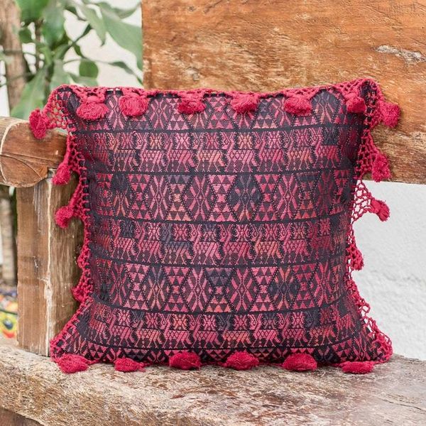 Alternate image for Artisan Crafted Throw Pillow Cover Coban Culture in Cherry