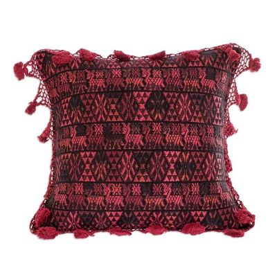 Alternate image for Artisan Crafted Throw Pillow Cover Coban Culture in Cherry