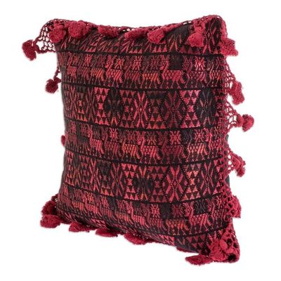 Alternate image for Artisan Crafted Throw Pillow Cover Coban Culture in Cherry