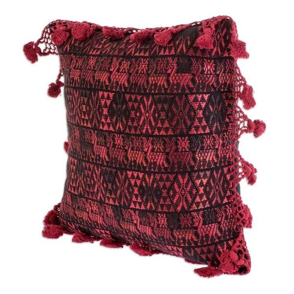Alternate image for Artisan Crafted Throw Pillow Cover Coban Culture in Cherry