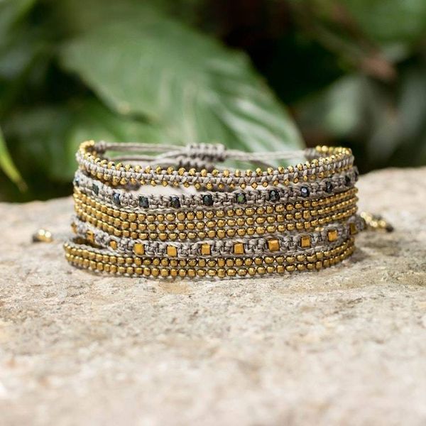 Alternate image for Handwoven 5-Piece Macrame Wristband Bracelet Set in Grey Clouds of Mine