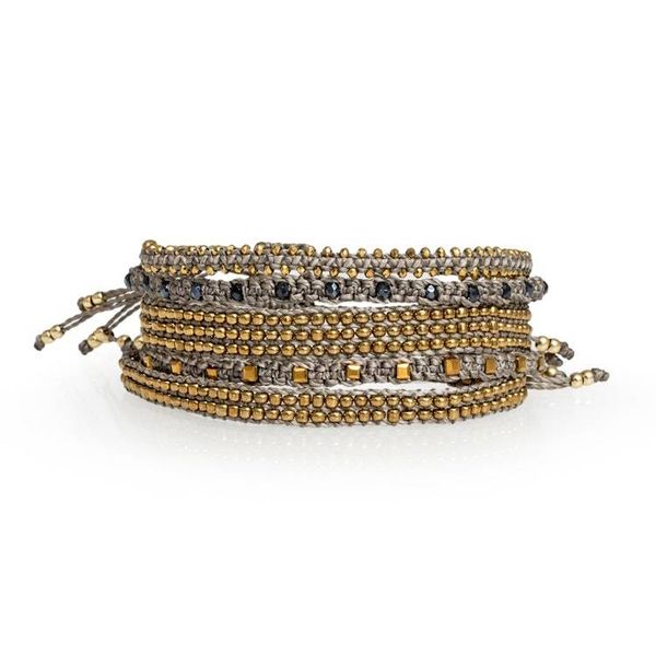 Alternate image for Handwoven 5-Piece Macrame Wristband Bracelet Set in Grey Clouds of Mine