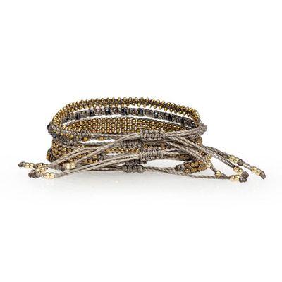 Alternate image for Handwoven 5-Piece Macrame Wristband Bracelet Set in Grey Clouds of Mine