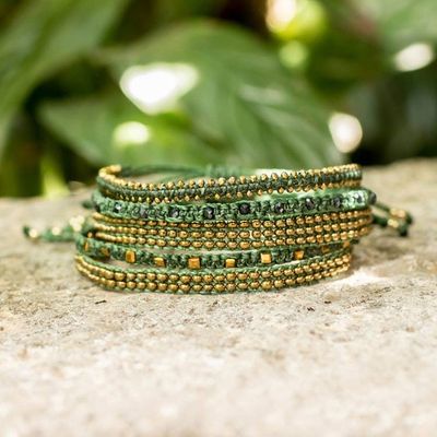 Primary image for Adjustable Set of 5 Dark Green Glass Beaded Bracelet Set Life of Mine