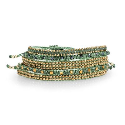 Alternate image for Adjustable Set of 5 Dark Green Glass Beaded Bracelet Set Life of Mine