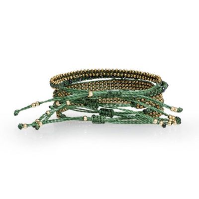 Alternate image for Adjustable Set of 5 Dark Green Glass Beaded Bracelet Set Life of Mine