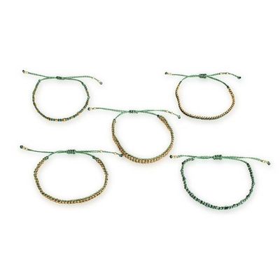 Alternate image for Adjustable Set of 5 Dark Green Glass Beaded Bracelet Set Life of Mine