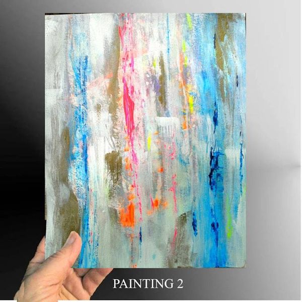 Alternate image for Disconnect 1 and 2 - Original 2-Piece Abstract Acrylic Painting Set on Watercolor Paper - 9 x 12 Each - Diptych Set - Unframed - Free Shipping