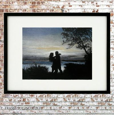 Alternate image for Lovers - Original Abstract Acrylic Painting on Watercolor Paper - 14 x 11 - Expressive Layered Texture - Unframed - Free Shipping