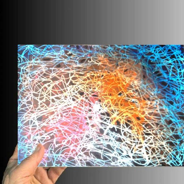 Alternate image for Life - Original Abstract Expressionist Acrylic Painting on Watercolor Paper - 12 x 9 - Drip and Linear Webbing Technique - Unframed - Free Shipping