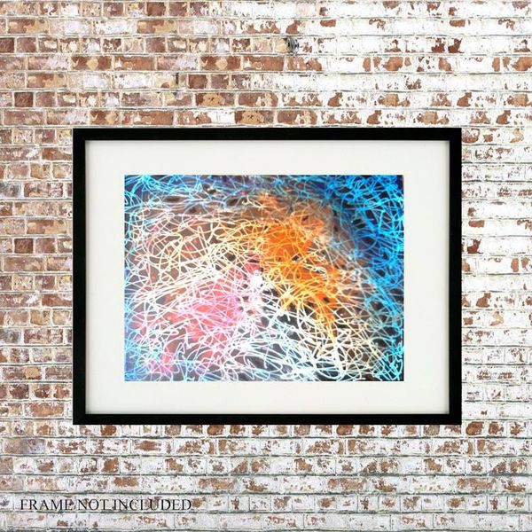 Alternate image for Life - Original Abstract Expressionist Acrylic Painting on Watercolor Paper - 12 x 9 - Drip and Linear Webbing Technique - Unframed - Free Shipping
