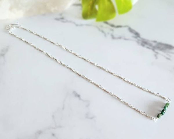 Alternate image for Sterling Silver Emerald Gemstone Necklace