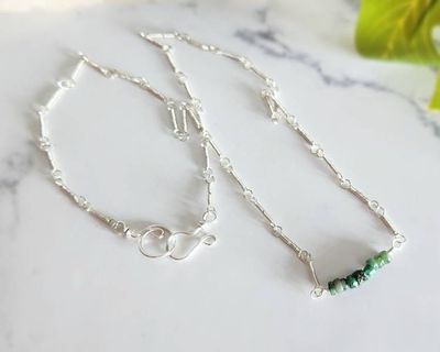 Alternate image for Sterling Silver Emerald Gemstone Necklace