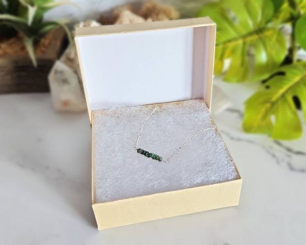 Alternate image for Sterling Silver Emerald Gemstone Necklace