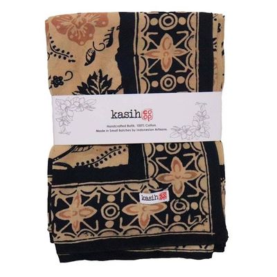 Alternate image for Large 39 Hand Dyed Batik Bandana, 100% Soft Cotton, Cream Blue, Woven Meadow,