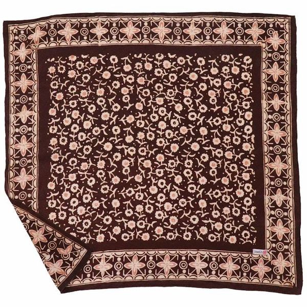 Alternate image for Hand Dyed Batik Bandana, 100% Soft Cotton, Java Petals, Brown, Mocha
