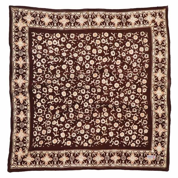 Alternate image for Hand Dyed Batik Bandana, 100% Soft Cotton, Java Petals, Brown, Mocha