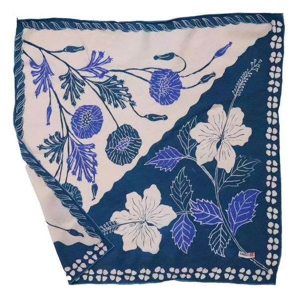 Alternate image for Full Hand Drawn Batik Tulis Bandana Authentic, 100% Soft Cotton, Hibiscus Poppy Flowers , Pagi Sore