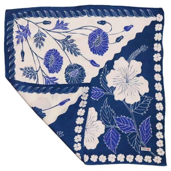 Alternate image for Full Hand Drawn Batik Tulis Bandana Authentic, 100% Soft Cotton, Hibiscus Poppy Flowers , Pagi Sore