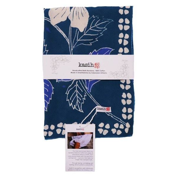 Alternate image for Full Hand Drawn Batik Tulis Bandana Authentic, 100% Soft Cotton, Hibiscus Poppy Flowers , Pagi Sore