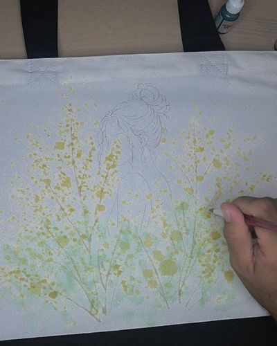 Alternate image for Golden Stillness — Hand-Painted Canvas Tote