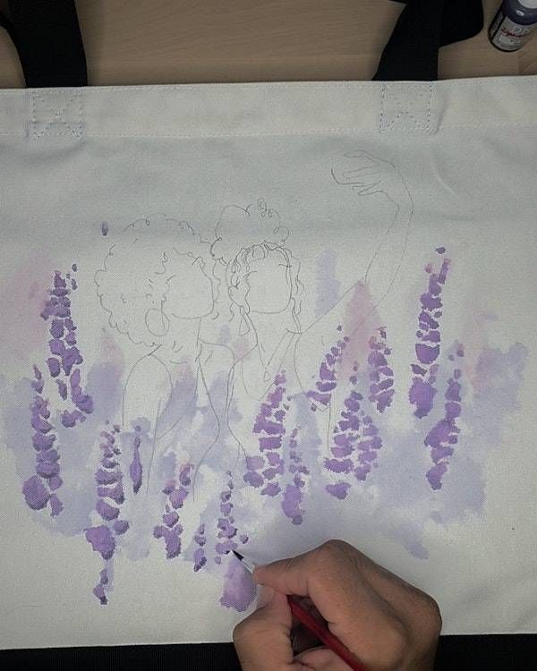 Alternate image for Lavender Encounter — Hand-Painted Canvas Tote