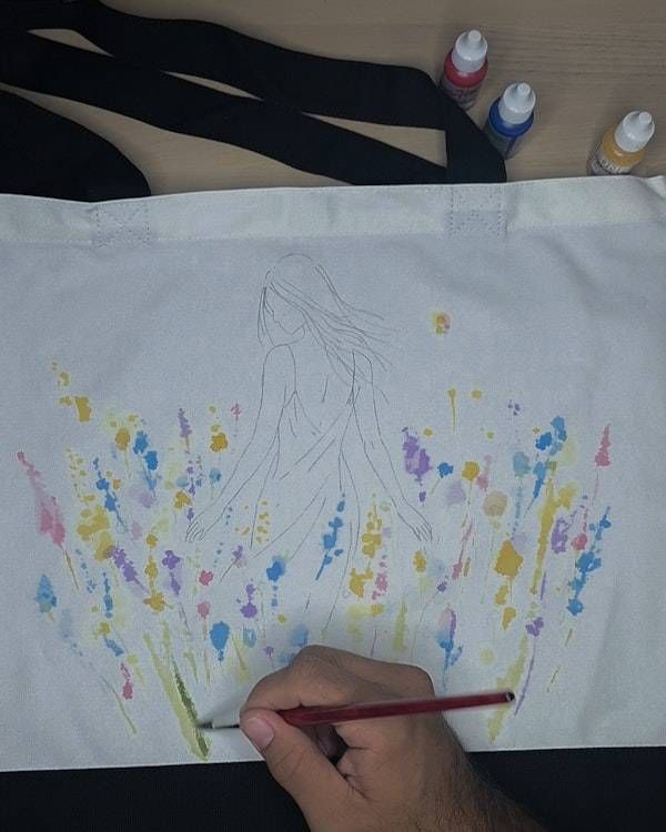 Alternate image for Soft Meadow Study — Hand-Painted Canvas Tote
