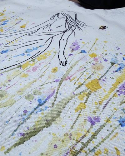 Alternate image for Soft Meadow Study — Hand-Painted Canvas Tote