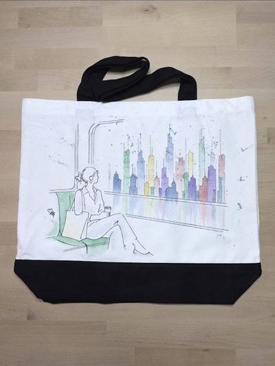 Primary image for Between Stops — Hand-Painted Canvas Tote