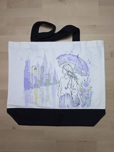 Primary image for Violet Weather — Hand-Painted Canvas Tote